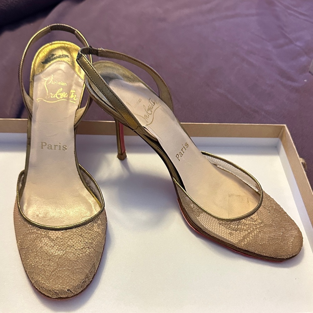 Christian Louboutin Gold Lace Heels